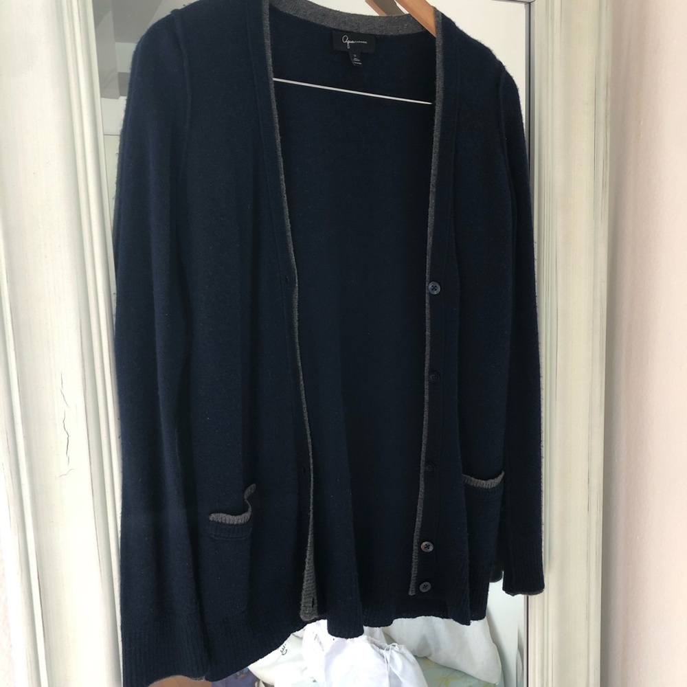 Blue cashmere aqua button up sweater